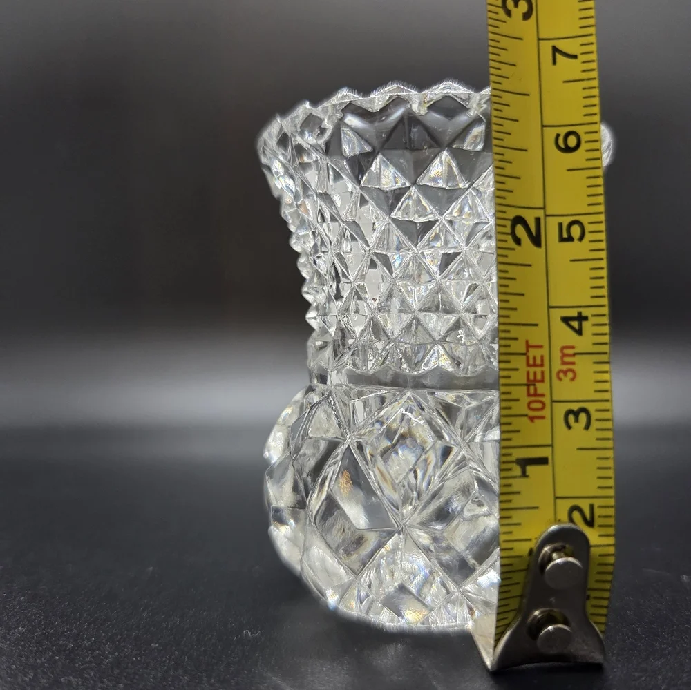 Vintage Cut Glass Toothpick Holder/Bud Vase Pineapple Pattern 2.5